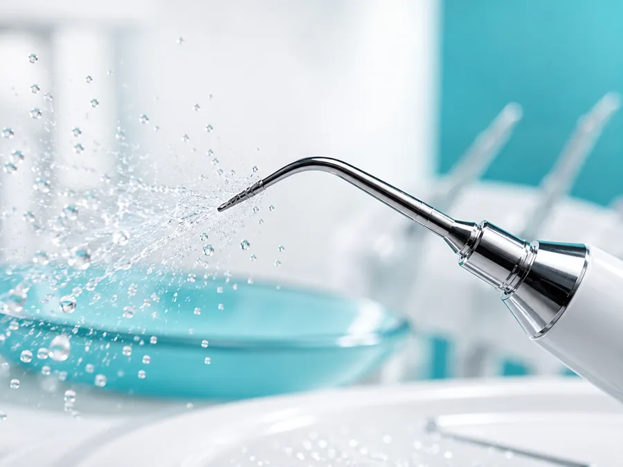 Punta de ultrasonido dental durante una limpieza profunda